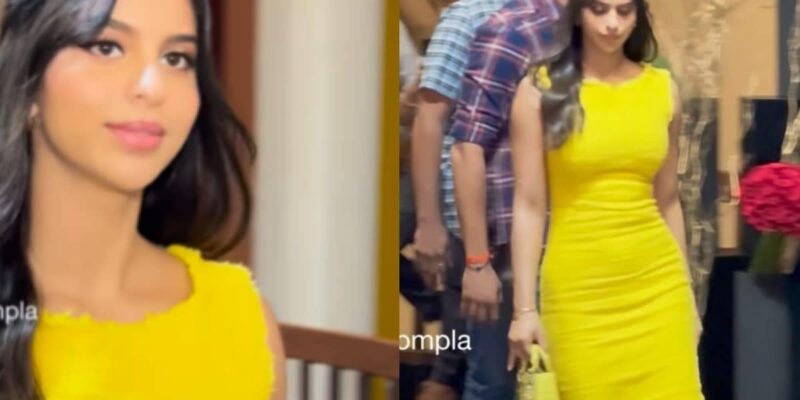 suhana-khan-stuns-in-a-sunshine-yellow-dolce-and-gabbana-dress-and-matching-dior-bag