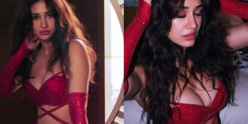 disha-patani-gives-her-red-shimmering-lehenga-a-contemporary-spin-with-gloves
