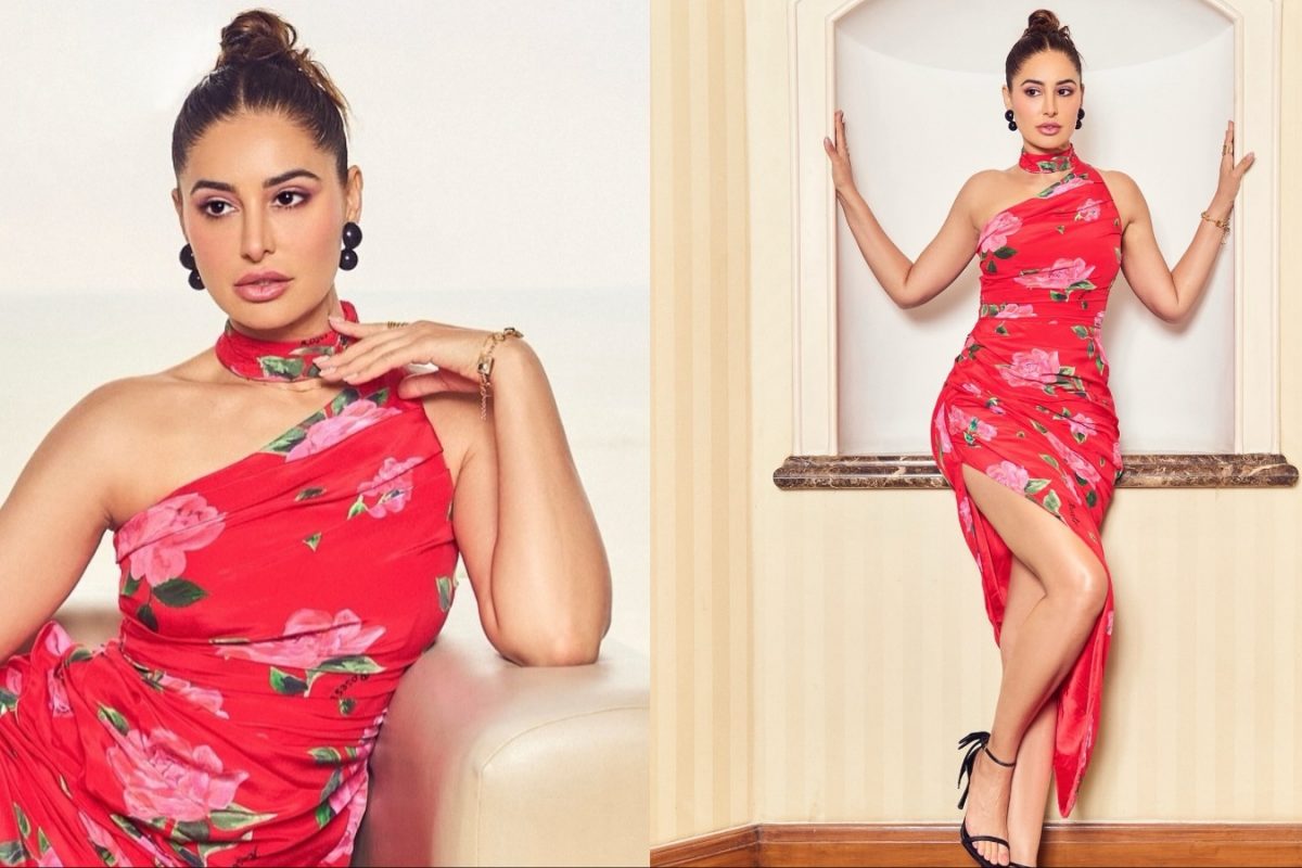 nargis-fakhri’s-ruched-floral-red-dress-is-spring-summer-perfection-at-its-finest