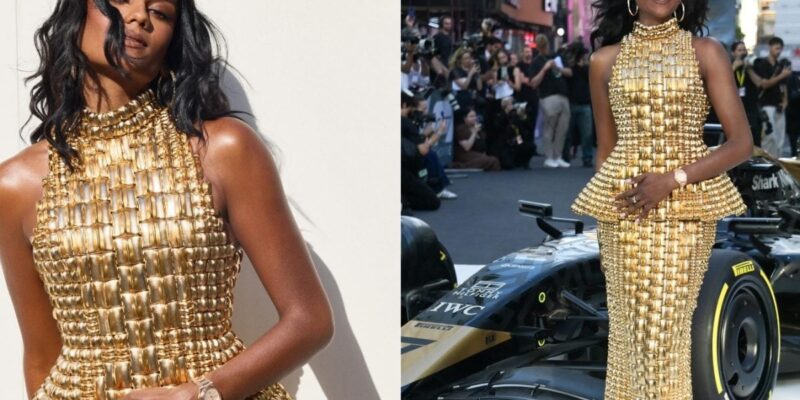 golden-goddess:-simone-ashley-stuns-in-balmain-at-f1-london-premiere